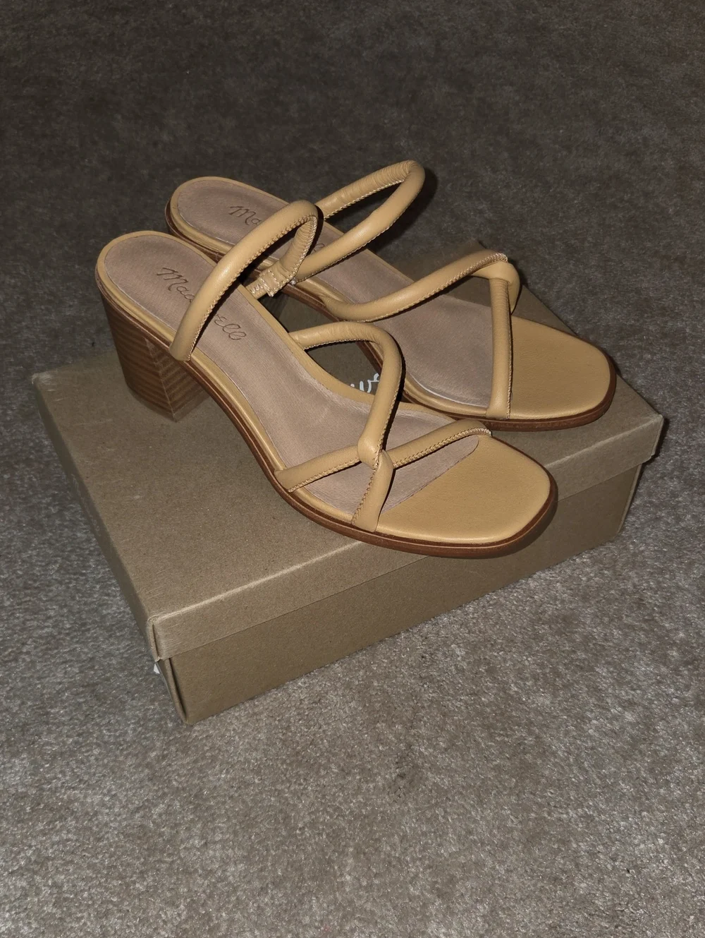 Madewell Tan Strappy Block Heel Sandals